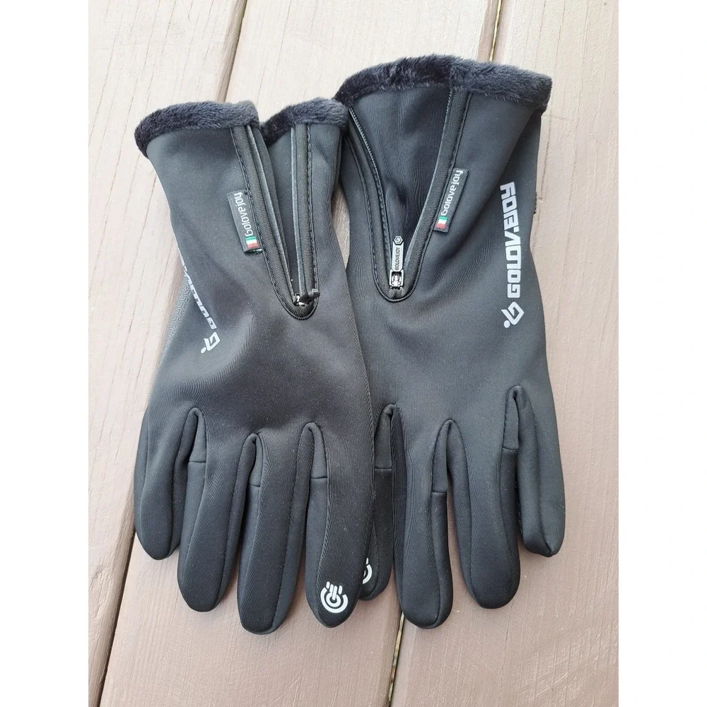 Golovejoy Women's Winter Ski Gloves Touch Screen Waterproof Windproof Black  XL
